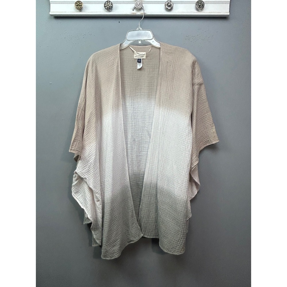 Universal Thread Kimono Women OSFM Beige Ombre Gauze Cotton Open Front Wrap